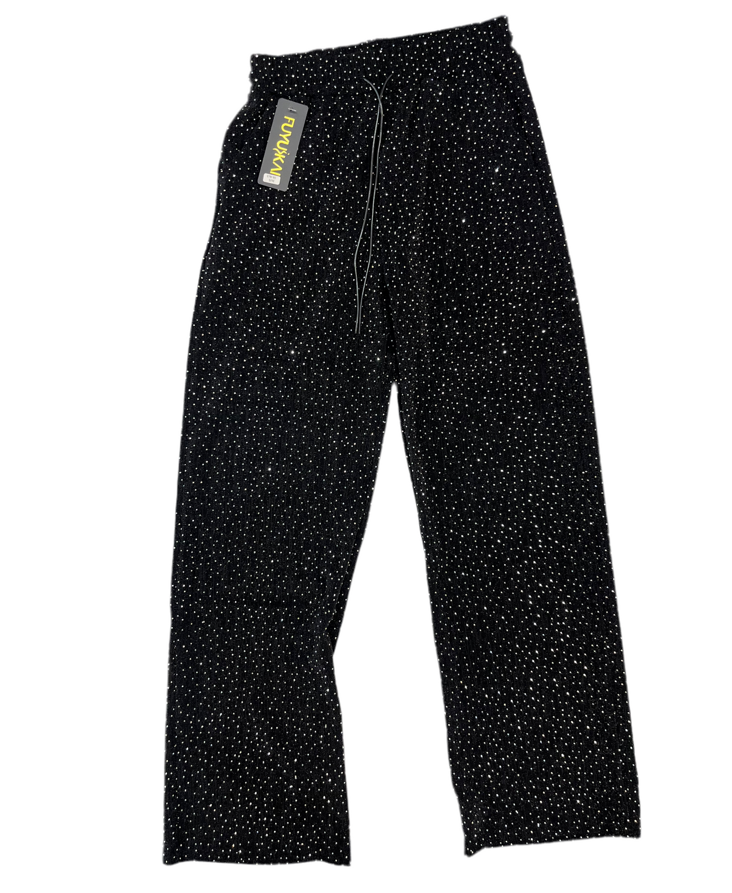 Women’s Black Velvet Pants with Rhinestone Detailing