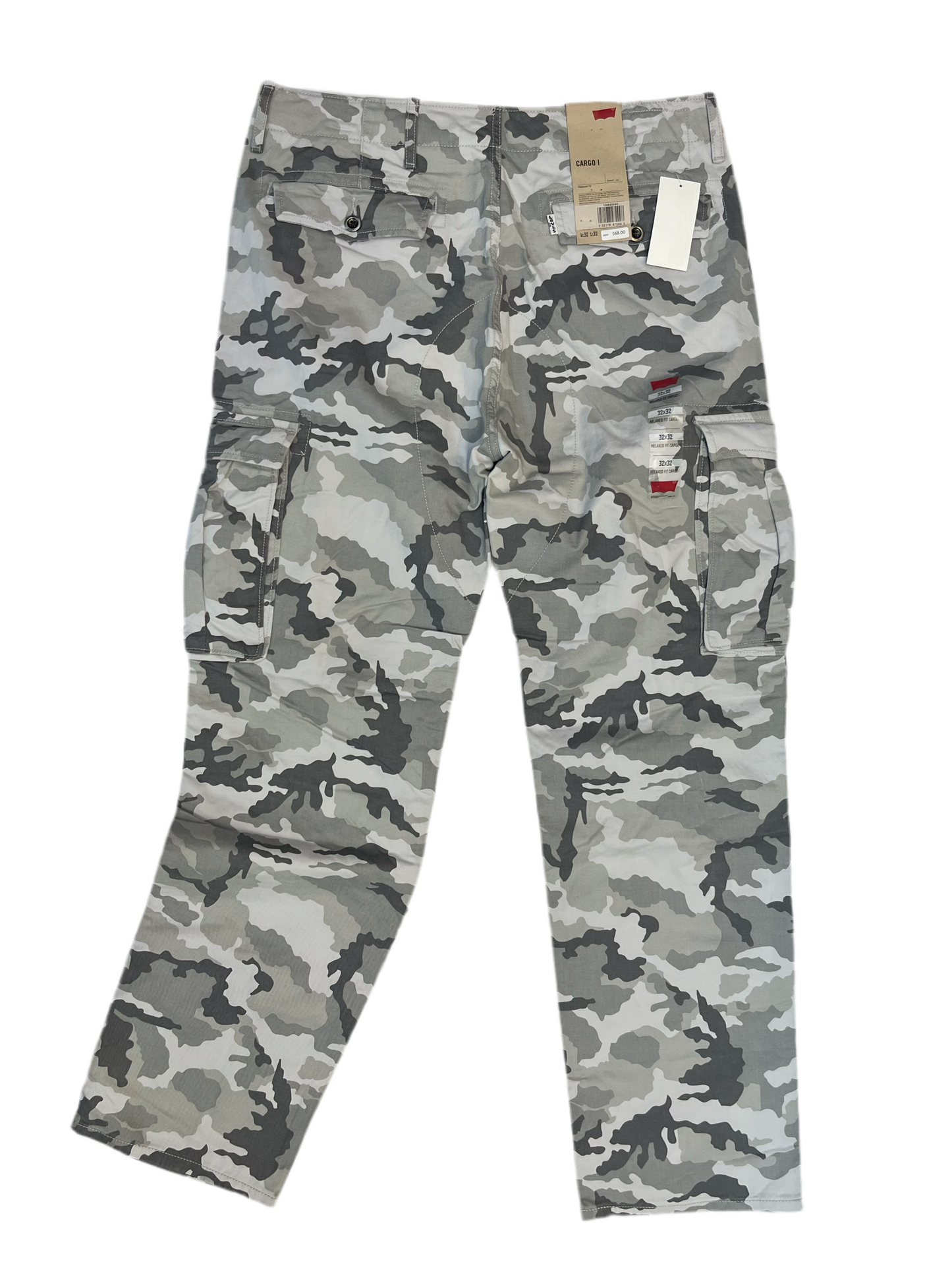 Gray Camo Cargo Pants with Multiple Pockets
