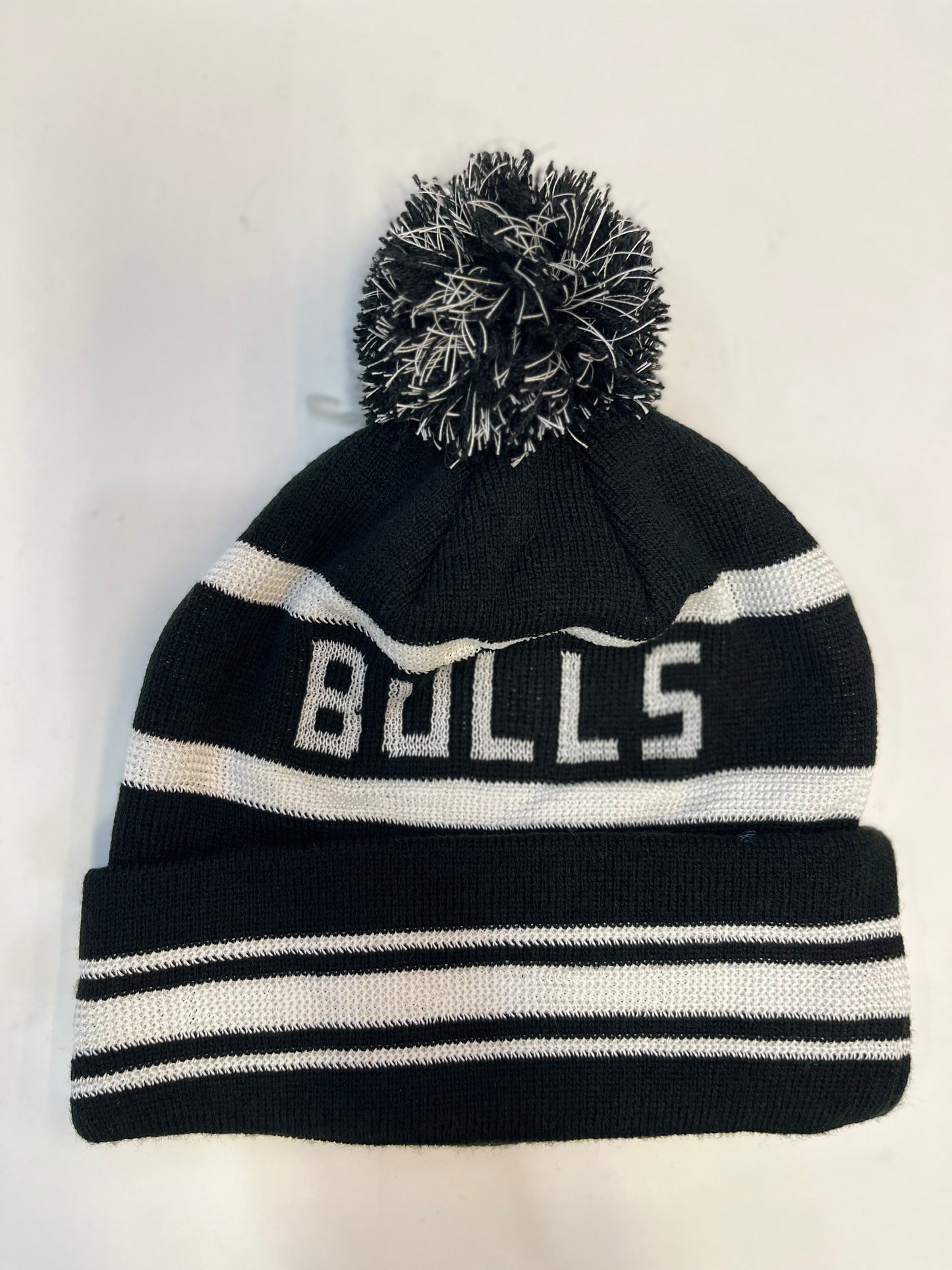 Chicago Bulls Black and White Knit Pom Beanie