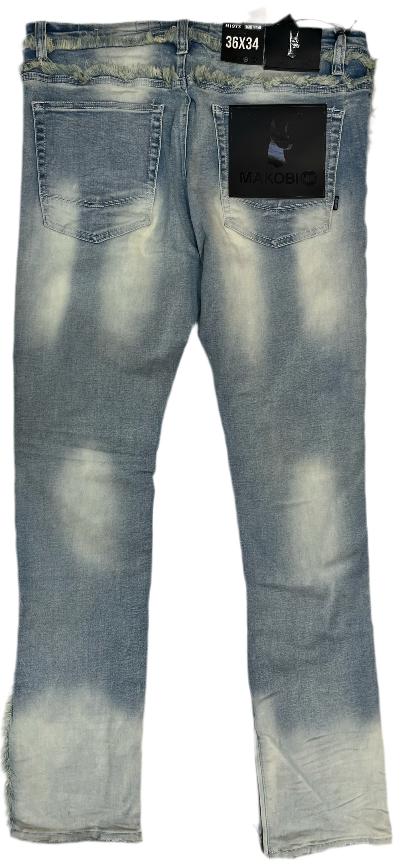 Makobi Light Blue Distressed Jeans with Fringe Detail