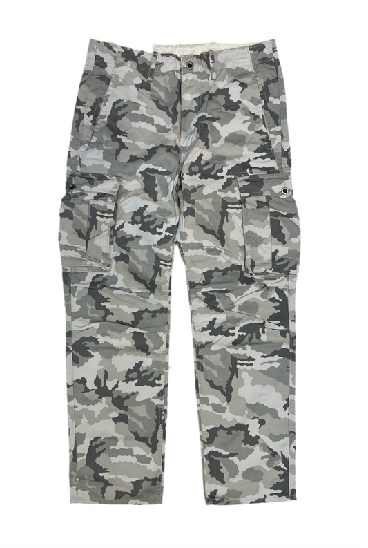 Gray Camo Cargo Pants with Multiple Pockets
